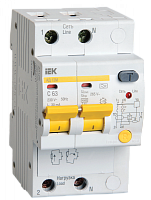 Выключатель автоматический дифференциальный АД12М 2п 10А C 30мА тип A (3 мод) | код. MAD12-2-010-C-030 | IEK 